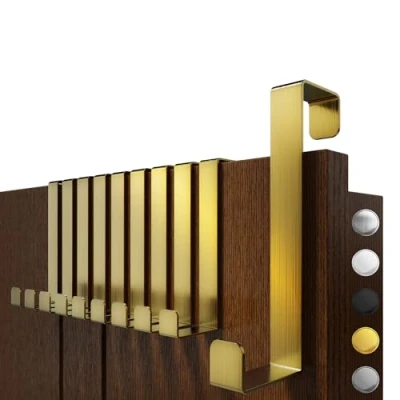 Imagen de 4smile ganchos para puerta colgar Juego de 10 unidades, color dorado Perchero acero inoxidable toda la vivienda, flexibles colgar, barra
