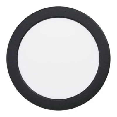 Imagen de Eglo Fueva 6 foco LED empotrable redondo para baño, lámpara de baño plástico en negro, plano, color luz blanco cálido y frío, IP44, diámetro 16,6 cm