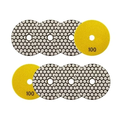 Imagen de SANLEETEK Almohadillas Pulido Diamante Seco 4&quot;/100mm 8piezas Grano 100 Discos para Granito Mármol Piedra Artificial Cuarzo Amoladora Angular