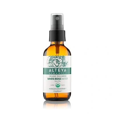 Imagen de Alteya Organics agua de Rosas Blancas en Espray 60 ml 100% Certificada Orgánica por el USDA, auténtica flores rosa alba pura y natural destilada