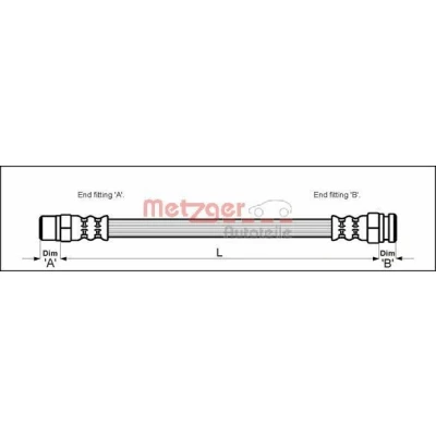 Imagen de METZGER 4114736 Latiguillos de Freno 283 F10 x 1 VOLKSWAGEN: GOLF 2