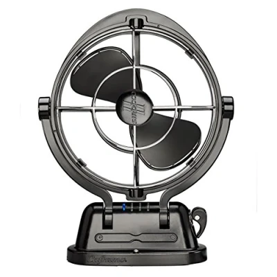 Imagen de SEEKR Sirocco II, 7010CABBX, 3 velocidades, flujo de aire 360 grados, ventilador cardán cable directo, 125/185 CFM, 12/24 V, negro, hoja 17,8 cm