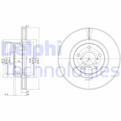 Imagen de DELPHI BG2827C Disco de freno 277 24 5 ventilado revestido sin procesar cojinete rueda, anillo sensor ABS SUBARU: Impreza II Berlina, Legacy