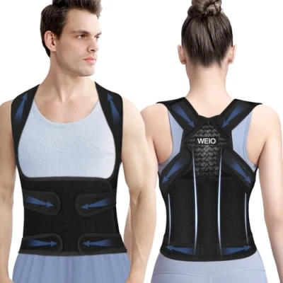 Imagen de Corrector Postura Espalda para Hombre Mujer: Recta Correctores Postural Invisible Transpirable Corregir Fajas Ajustable Soporte Enderezar Cuello Hombros Lumbar Negro M