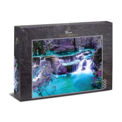 Imagen de Ulmer Puzzleschmiede Puzzle El Lugar Secreto: de 1000 Piezas Misteriosa Cascada Brillante en un Bosque Oscuro