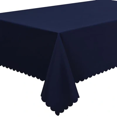 Imagen de Home Direct Mantel de Color Liso, en poliéster, fácil Mantenimiento, Rectangular, 140 x 300 cm Azul Marino