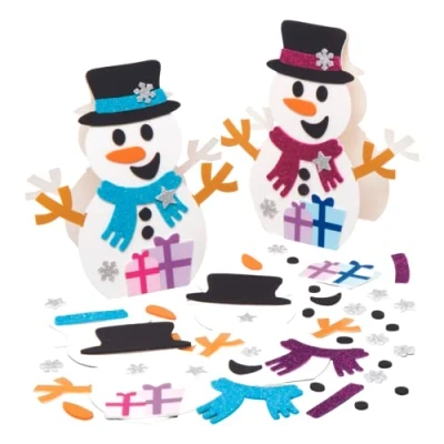 Imagen de Baker Ross AX531 Kit De Tarjetas Combinables Muñeco Nieve Paquete 6, Personalizas Tus Propias Festivas, Manualidades Para Niños
