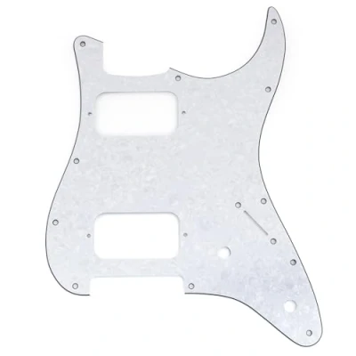Imagen de Musiclily Pro 11 Agujeros Golpeador ST Guitarra HH Pickguard Con para Esquina Redonda 2 Humbucker Potenciómetros Eléctrica tipo Fender Squier Strat, 4 capas White Pearl