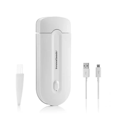 Imagen de InnovaGoods Mini Rasuradora Recargable Epiluch con Luz LED, Depilación Indolora y Seca, Compacta Portátil, Sensor Táctil, Apta Todo Cuerpo, Incluye Cable USB, Blanco,