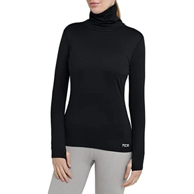 Imagen de TCA Camiseta Térmica de Running con Cuello Embudo para Mujer Negro, M