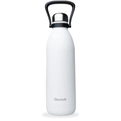 Imagen de QWETCH Botella isotérmica Titan Matt Blanco 1,5L 48h Frío &amp; 16h Caliente Sin BPA, Impermeable de acero inoxidable con asa transporte