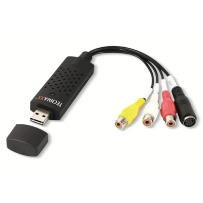 Imagen de Technaxx Video Grabber USB 2.0 Tarjeta de Captura Conversión Hi8, VHS a DVD Digital para PC con Windows, Software Edición Profesional Adaptador Convertidor y Audio TX 20