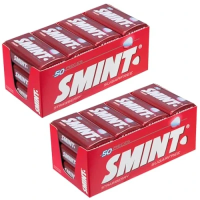 Imagen de Deliex Smint Tin, Caramelo Comprimido Sin Azúcar 12 unidades de latas 35 gr. (Total 420 gr.) (12, Fresa)