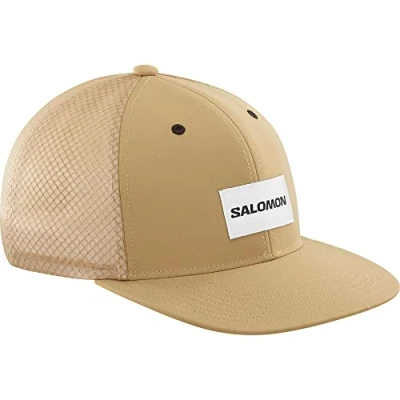 Imagen de Salomon Trucker Gorra para Hombre y Mujer, Con Visera Plana, Malla Suave Transpirable, Secado Rápido optimo Hacer Ejercicio, Naranja, Large/Extra Large