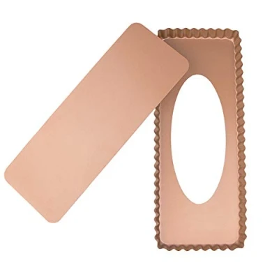 Imagen de webake Moldes para Tarta Antiadherentes Pequeños Tartaletas Rectangular Quiche Pie Pan con Parte Inferior Extraíble, 35,6x14,5x3 cm
