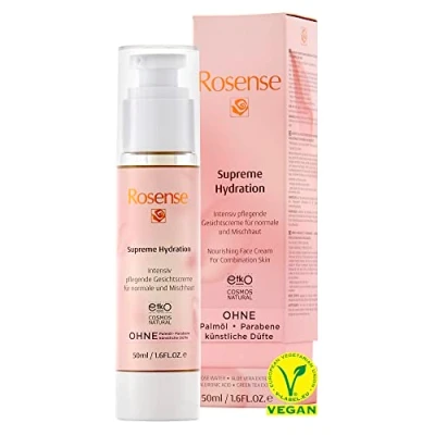 Imagen de Rosense Supreme Hydration crema facial nutritiva para pieles normales y mixtas, hidratante vegana 50 ml