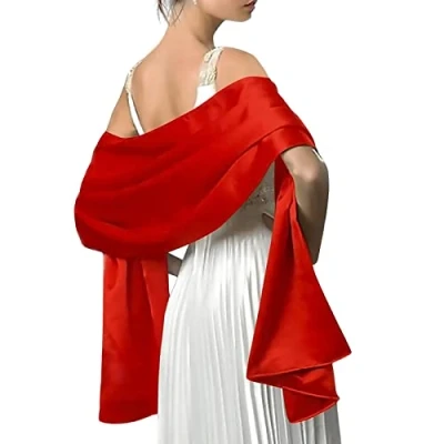 Imagen de LumiSyne Mujer Satén Gasa Chal Mantón Sedoso Color Sólido Bufanda Pañuelo Ligero Estola Para Fiesta Vestido Boda Novia Dama De Honor Noche