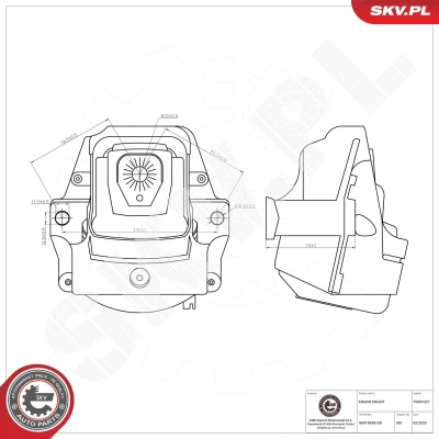Imagen de ESEN SKV 75SKV327 Soporte de motor izquierda hidráulico Aluminio, Caucho 150mm AUDI: A4 B8 Sedán, A5 Coupé, Avant