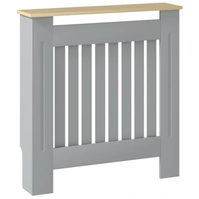 Imagen de HOMCOM Cubre Radiadores Cubreradiador de MDF Cubierta para Radiador Salón Dormitorio Pasillo 78x19x83 cm Gris y Roble