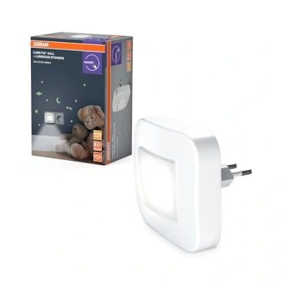 Imagen de OSRAM Lunetta luz nocturna con función inclinación, sensor día/noche y adhesivos luminosos, blanco, plástico (PC), IP20, para habitación infantil