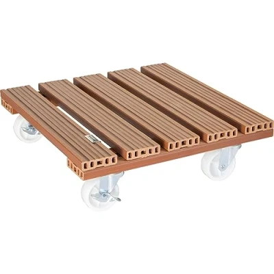 Imagen de Wagner Soporte con Ruedas para Plantas WPC 38,5 x 11 cm I Carrito Flores Uso Exterior + Interior Wood Plastic Composite FSC®, Terracota Capacidad de Carga 120 kg 20055001