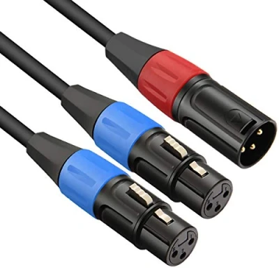 Imagen de JOMLEY XLR Macho a Hembra Y Divisor Cable, 1 2 Hembras Micrófono Cordón Equilibrado Adaptador Parche Cable 0,5 Metro