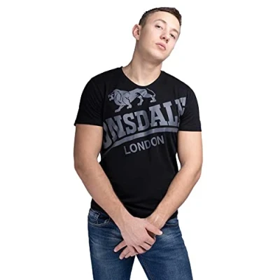 Imagen de Lonsdale Symondsbury Camiseta estampada, Hombre, Talla: Large, Black /grey