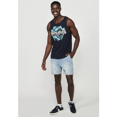 Imagen de Camiseta de tirantes algodon, estampado floral azul para hombres