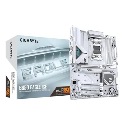 Imagen de GIGABYTE B850 Eagle Ice Placa Base Procesadores AMD Ryzen Serie 9000, VRM Digital de 8+2+2 Fases, hasta 8200 MHz DDR5 (O.C), 1 x M.2 PCIe 5.0 + 2 4.0, LAN 2.5 GbE, USB 3.2 Gen