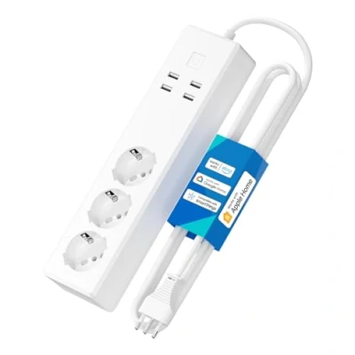 Imagen de Meross Regleta Italiana con HomeKit Inteligente 16A Smart WiFi 3 Schuko 4 Puertos USB, protección contra sobrecarga, Compatible HomeKit, Alexa, Google Home, SmartThings
