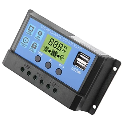 Imagen de Controlador de Carga Panel Solar USB Dual PWM 12V/24V y Regulador Inteligente Batería Solar, con Pantalla LCD 10A/20A/30A( YJSS 30A)