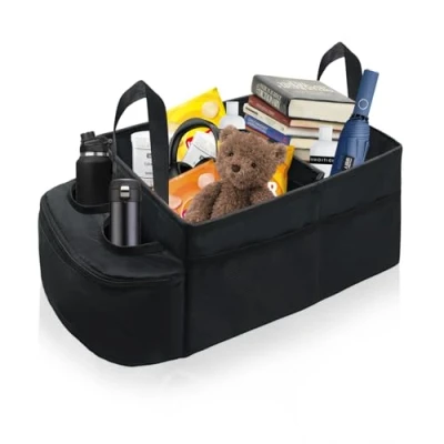 Imagen de RCIDOS Organizador Asiento Coche, Coche Niños Con Portavasos, Compartimentos, Bolsillos De Malla, Plegable Maletero Para Juguetes Libros