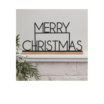 Imagen de Ginger Ray NOEL 131 Señal de metal con texto en inglés &quot;Merry Christmas&quot;, color negro