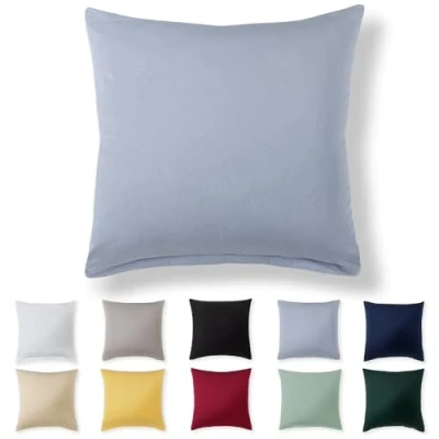 Imagen de Alreya Funda de Almohada 100% Algodón Jersey 80 x cm Azul Claro Cojín para Cama 80x80 sofá hipoalergénica