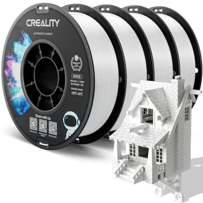 Imagen de Creality Filamento PETG 1.75mm, Fuerte Tenacidad, Inodoro, Mejor Fluidez, Impresora 3D Precisión Dimensional +/ 0.03mm, 4KG Blanco