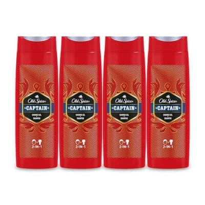 Imagen de Old Spice Captain Gel de Ducha y Champú, para Hombres, 400 ml, PACK X4