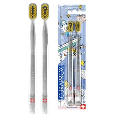 Imagen de Curaprox CS 5460 cepillo de dientes mano ultrasuave, edición especial: Hento Toto, 2 unidades, suave