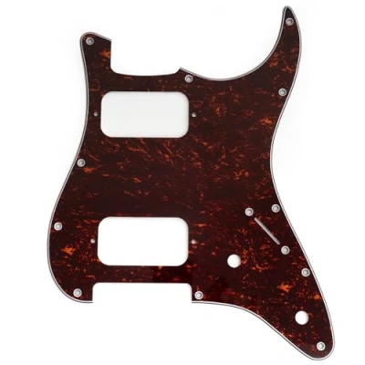 Imagen de Musiclily Pro 11 Agujeros Golpeador ST Guitarra HH Pickguard Con para Esquina Redonda 2 Humbucker Potenciómetros Eléctrica tipo Fender Squier Strat, 4 capas Red Tortoise