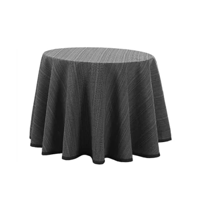 Imagen de Donegal Collections Falda Mesa Camilla Redonda 70 cm Riby Gris Faldillas con Altura para 75 Tejido Ribete 50% Algodón Poliester, Fabricado 100% en España