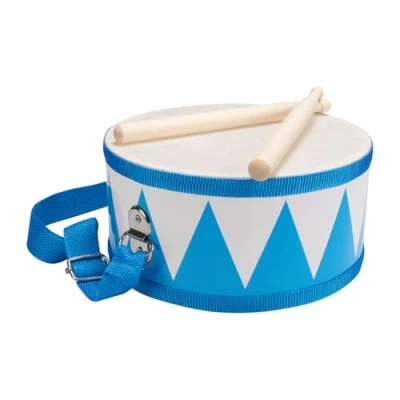Imagen de Tambor para niños azul y blanco, instrumento musical de madera, con correa palos, D: 20 cm 3845