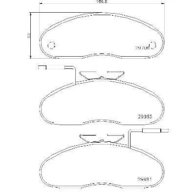 Imagen de BREMBO P 56 019 Juego de pastillas freno con contacto avisador desgaste sin accesorios NISSAN: Trade Camión plataforma / Chasis