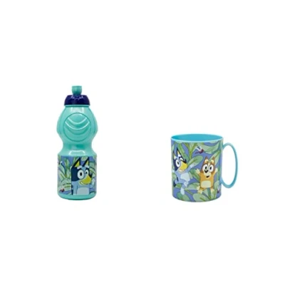 Imagen de ALMACENESADAN, 4806, Pack vuelta al cole Blue; compuesto por taza microondas 350ml y botella de agua 400 ml, producto reutilizable, sin BPA
