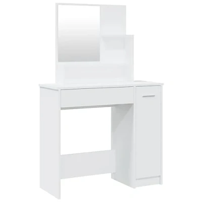 Imagen de vidaXL Tocador con Espejo Mesa Maquillaje Mueble Dormitorio Vestidor Cajones Moderno Almacenamiento Básicos Diarios en Casa Blanco