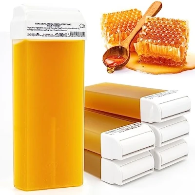 Imagen de LALILL Cartuchos Cera Depilatoria 100ml x 6 Roll On de Miel, Cartucho Depiladora Rolon Wax Honey Depilacion