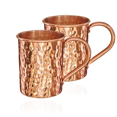 Imagen de NKlaus 2 vasos de cobre puro 145 g (100%), taza cobre, cilindro Moscow Mule, 500 ml, 11264