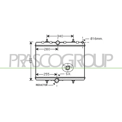 Imagen de PRASCO CI942R002 Radiador, refrigeración del motor Aluminio 380 544 24 Con acoplamientos rápidos Aletas unidas mecánicamente