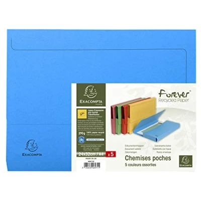 Imagen de Exacompta 46971E Lote de 5 Bolsas Forever® 290, Colores Surtidos