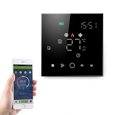 Imagen de Qiumi Termostato Inteligente Wifi Aire acondicionado Controlador de temperatura con pantalla LCD 4 tubos,Funciona Alexa Google Home,La luz matriz LED protege sus ojos, 95 240V AC