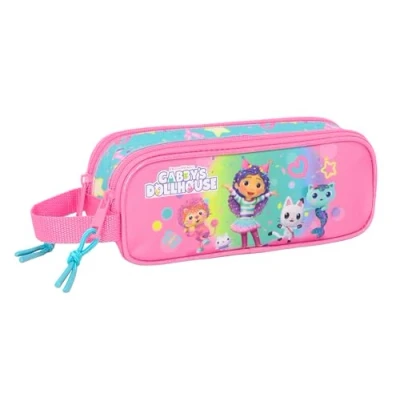 Imagen de Safta GABBY&#039;S Dollhouse Confetti Portatodo Doble Niño, Estuche Infantil, Ideal para Niños en Edad Escolar, Cómodo y Versátil, Calidad Resistencia, 21x6x8 cm