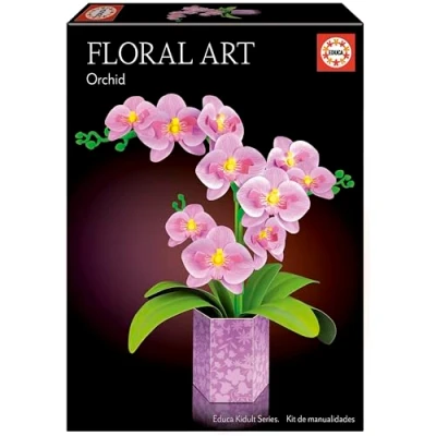 Imagen de Educa orquídea Arte Floral Kit de manualidad para Realizar una en Papel sin Necesidad Pegamento, ni Tijeras. Un Set Regalar, decoración. +6 años (20135)